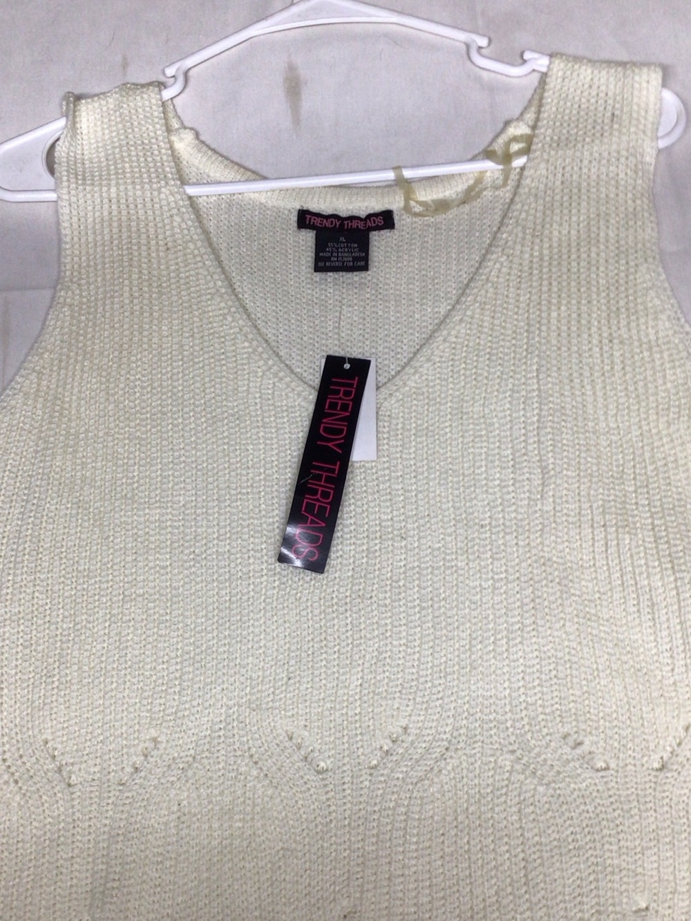 Cream V-Neck Knit Sweater Tank